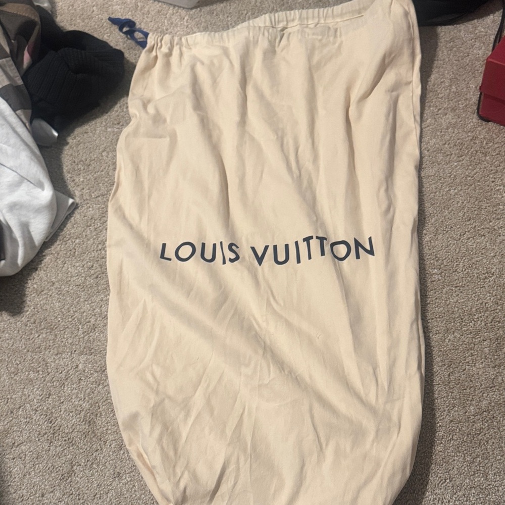 Louis Vuitton Cream Dust Bag with Black Logo